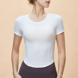 New summer yoga wear short sleeve tops, curvy back for women, slim fit t-shirts, outdoor sports running short sleeve tops 