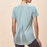 New Style Mesh Breathable Yoga Short Sleeve Women's Moisture Wicking, Waist Cover Butt Cover Slimming Long Arc Swing Yoga Wear T-Shirt 