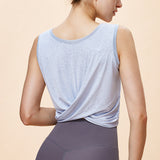 New two-wear sports yoga clothes for women with mesh breathable fitness tops, loose and slim outdoor running vest blouse 