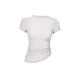 New Sexy Mesh High Neck Sports Yoga Short Sleeve Tight Gathered Running Sports Breathable Fitness Wear T-shirt Women 