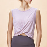 New two-wear sports yoga clothes for women with mesh breathable fitness tops, loose and slim outdoor running vest blouse 