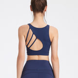 Bra Top Yoga Top with Cups, Open Back, Round Neck, Underwireless, Racer Back, Wide Shoulder Straps, Padded, Wide Hem, Sports, Fitness, Pilates, Running, Comfortable, Sweat Wicking, Quick Drying, Breathable, Sexy, Available in 3 Colors, S-XL 
