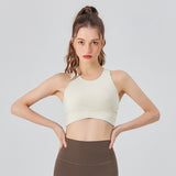 Bra top, yoga wear, top, with cups, open back, push-up, no shaking, no wires, cross, wide shoulder straps, stays in place, sports, fitness, Pilates, hot yoga, running, stretching, comfortable, quick-drying, pretty, 4 colors available, S-XL 