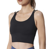 Yoga bra top with cups, open back, push-up, no shaking, back cross, wide hem, sports, fitness, gym, Pilates, running, stretch, comfortable, soft, U-neck, 7 colors, solid color, S-XL 