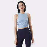 Tank top, yoga wear, top, wrap, back ribbon, back slit, no movement, sleeveless, won't turn up, quick drying, soft, large size, covers body shape, straight bone structure, 7 colors, sports, fitness, Pilates, running, gym, S-XXL