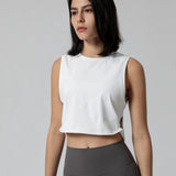 Yoga top, round neck, 4 colors to choose from, breathable, quick-drying, sweat-absorbent, belly cover, stylish, slimming, elegant, retro, cute for adults, daily, S~XL