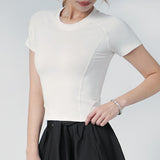 Yoga top, short sleeve, round neck, 4 colors to choose from, breathable, sweat absorbent, quick drying, belly cover, sweet, elegant, simple, slimming, pretty, slim, cute, adult cute, S~XXXXXL