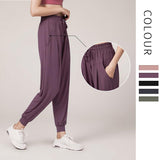 Long pants, yoga bottoms, solid color, high waist, fitness, casual, training, sports, S~XL 