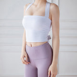 Bra top, yoga top, with cups, back ribbon, 6 colors, super flattering, beautiful back, open back, breathable, sweat-wicking, quick-drying, sports, fitness, stylish design, slimming, cute, easy to match, sexy, S~XL