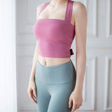Bra top, yoga top, with cups, back ribbon, 6 colors, super flattering, beautiful back, open back, breathable, sweat-wicking, quick-drying, sports, fitness, stylish design, slimming, cute, easy to match, sexy, S~XL