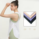 Yoga top, U-neck, 4 colors to choose from, lightweight, breathable, quick-drying, sweat-absorbing, belly-covering, sweet, elegant design, casual, pretty, cute, retro, full of likeability! S~XL 