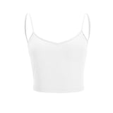 Bra top, yoga top, v-neck, plain, U-shaped back, open back, with cups, 10 colors, no wires, for women, belly button exposed, sweat absorbent, slimming, stretchy, sexy, Pilates, fitness, sports, hot yoga, S~XL 