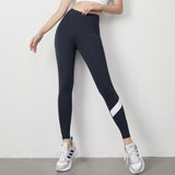 Leggings, Yoga Bottoms, High Waist, Switching, Color Scheme, Sports, Stomach Cover, Fitness, Sweat Absorbent, Hip Lift, Running, Strong Elasticity, Ankle Length, 3 Colors to Choose from, SL