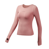 Long sleeve yoga top, round neck, strong elasticity, quick drying, sports, simple, slimming, S~L