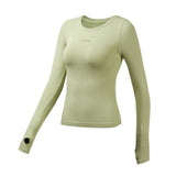 Long sleeve yoga top, round neck, strong elasticity, quick drying, sports, simple, slimming, S~L