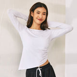Yoga top, long sleeves, V-neck, 3 colors to choose from, breathable, sweat-absorbent, quick-drying, sports, stomach cover, open back, running, slim, slimming, beautiful, sexy, luxurious, tight, S~XL 