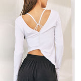 Yoga top, long sleeves, V-neck, 3 colors to choose from, breathable, sweat-absorbent, quick-drying, sports, stomach cover, open back, running, slim, slimming, beautiful, sexy, luxurious, tight, S~XL 