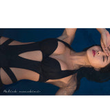 One-piece swimsuit, camisole, sleeveless, padded, plain, above the knee, stylish, sexy for adults ~ M~XL