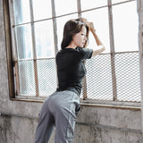 Yoga top, short sleeves, easy to match, round neck, short sleeves, 4 colors to choose from, breathable, quick drying, sports, belly cover, lightweight, mesh, S-XL 
