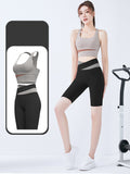 Bra top, shorts, yoga set, U-neck, 6 colors to choose from, high waist, switching, color scheme, sports, breathable, quick-drying, sweat-absorbing, hip lift, belly cover, open back, pretty, elegant, easy to match, sexy, daily, feminine, S~XXL