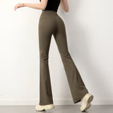 Flared pants, yoga pants, beautiful buttocks, hip-up, high waist, sweat-absorbing, quick-drying, slimming, casual, natural, solid color, 5 colors available, sports, fitness, dance, S-XL 