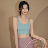 Yoga tops, bra tops, U-neck, 4 colors to choose from, switching, thin, sweat-absorbent, quick-drying, breathable, sports, open back, pads, non-wired, stylish, sweet, elegant, sexy, mature, cute, fashionable, S~XL