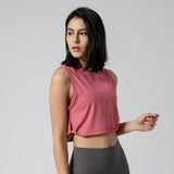 Yoga top, round neck, 4 colors to choose from, breathable, quick-drying, sweat-absorbent, belly cover, stylish, slimming, elegant, retro, cute for adults, daily, S~XL