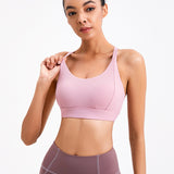 Yoga tops, bra tops, U-neck, 6 colors, breathable, with cups, buckle, no wires, back cross, open back, sweat absorbent, quick drying, super flattering, open back, slimming, beautiful, simple, sexy, very popular, Pilates, fitness, sports, running, S~XXL 