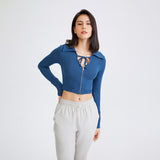 Yoga top, long sleeves, turn-down collar, 4 colors to choose from, high waist, stylish, fashionable, cute for adults, very popular, luxurious, slimming, breathable, zipper, S~L 