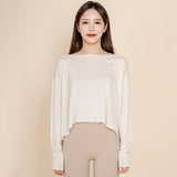 トップス ヨガウェア バックスリット ホットヨガ フィットネス おしゃれ ロング 体型カバー  吸汗速乾 薄手 ピラティス ボートネック 長袖 無地 3色選択可 F