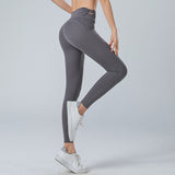 Leggings, high waist, shirred, elegant, feminine, yoga, sweat wicking, quick drying, side design, ribbon, stylish, cute, stretchy, solid color, 5 colors to choose from, hip lift, ankle length, S-XL