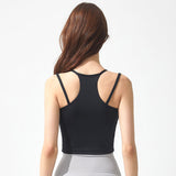 Camisole Yoga Top Round Neck Plain 3 Colors Double Shoulder Straps Cupped Quick Drying Stretch Pad Super Push Up/Push Up Belly Button Out Stylish Strong Elasticity No Shaking Neat Simple Nylon Fitness Dance Training Running Sports SL 