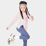 Kids Yoga Casual Round Neck Long Sleeve Slit Sweat Discharge Breathable Loose Fit Solid Color Junior Kids Easy to Match Yoga Fitness Girls 3 Colors 7-11 Years Old 120-150