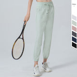 Yoga bottoms, 6 colors to choose from, high waist, drawstring, side pockets, breathable, quick drying, sweat wicking, hip lift, sports, simple, loose, feminine, stylish, roomy, S~XXL 