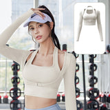 Yoga top, long sleeves, U-neck, padded, 3 colors to choose from, switching, breathable, quick-drying, sweat-absorbing, sports, slimming, slim, elegant, daily, easy to match, charming, very popular, great value, S~XXL