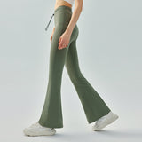 Flared pants, yoga pants, beautiful buttocks, beautiful legs, hip-up, seamless, high waist, sweat-absorbing, quick-drying, casual, drawstring, solid color, 4 colors available, belly cover, elastic waist, jogger pants, sports, fitness, running, S-XL 