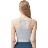 Camisole Yoga Top Round Neck Plain 3 Colors Double Shoulder Straps Cupped Quick Drying Stretch Pad Super Push Up/Push Up Belly Button Out Stylish Strong Elasticity No Shaking Neat Simple Nylon Fitness Dance Training Running Sports SL 