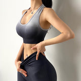 Bra Top Yoga Top U-neck Sleeveless Sports Fitness Training Backless S~L 