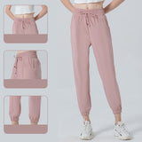 Yoga bottoms, 6 colors to choose from, high waist, drawstring, side pockets, breathable, quick drying, sweat wicking, hip lift, sports, simple, loose, feminine, stylish, roomy, S~XXL 