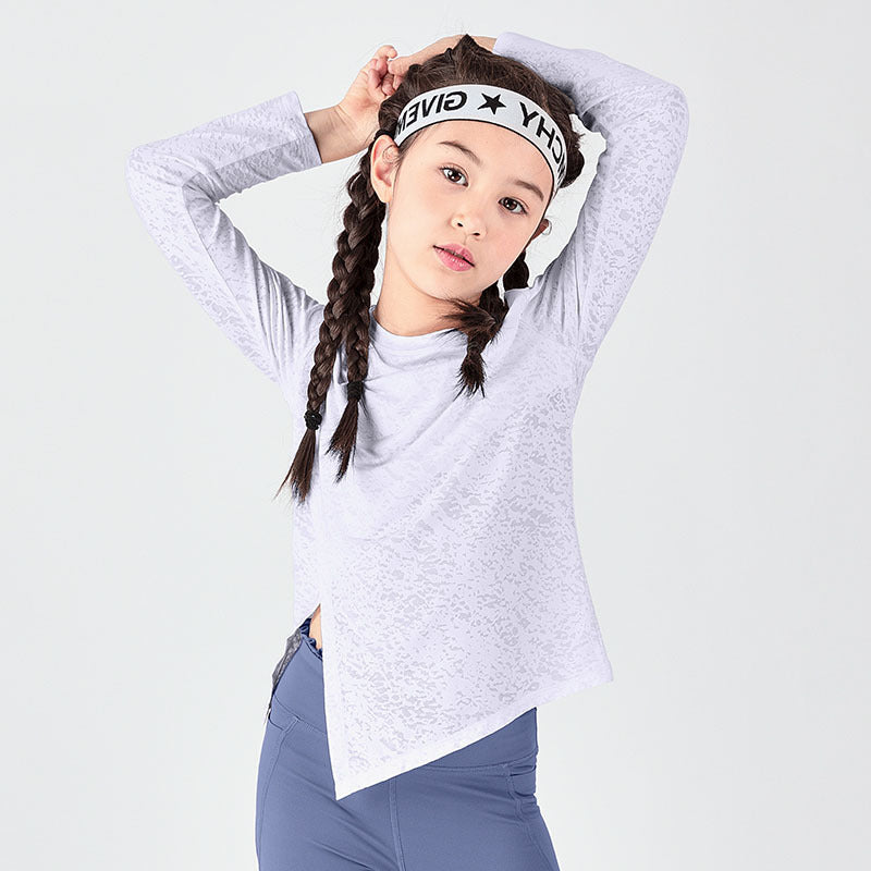 Kids Yoga Casual Round Neck Long Sleeve Slit Sweat Discharge