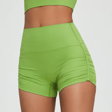 Shorts, Half Pants, Beautiful Butt, Hip-Lifting, Compression, Ribbed, Seamless, Ribbed, Slimming, Peachy Butt, Shorts, Stretch, Comfortable, High Waist, Soft, Neat, Gathered, Shirring, 4 Colors, Sports, Fitness, Gym, Pilates, Running, Hot Yoga, S-XL 