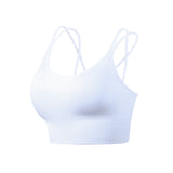 Bra top, yoga top, double straps, wide hem, cross, U-neck, slim, open back, with cups, no wires, super push-up/push-up, simple, plain, 4 colors, breathable, sweat-wicking, quick-drying, lightweight, padded, running, sports, fitness, large sizes, S-XXL 