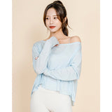 トップス ヨガウェア バックスリット ホットヨガ フィットネス おしゃれ ロング 体型カバー  吸汗速乾 薄手 ピラティス ボートネック 長袖 無地 3色選択可 F