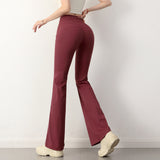 Flared pants, yoga pants, beautiful buttocks, hip-up, high waist, sweat-absorbing, quick-drying, slimming, casual, natural, solid color, 5 colors available, sports, fitness, dance, S-XL 