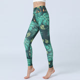 Yoga leggings, beautiful buttocks, hip-up, high waist, straight bone structure, pattern, colorful, tropical pattern, 40s, 50s, floral pattern, ethnic, 5 colors, ankle length, yoga pants, compression, yoga tights, sports, fitness, Pilates, stylish, S-XL