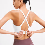 Yoga tops, bra tops, U-neck, 6 colors, breathable, with cups, buckle, no wires, back cross, open back, sweat absorbent, quick drying, super flattering, open back, slimming, beautiful, simple, sexy, very popular, Pilates, fitness, sports, running, S~XXL 