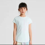 Yoga tops, round neck, short sleeves, solid color, 5 colors to choose from, breathable, sports, belly cover, full of temperament♪ Sweet, simple, casual, cute, daily, trendy, 5-12 years old, kids, juniors, children, 110~160