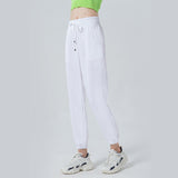 Yoga bottoms, 6 colors to choose from, high waist, drawstring, side pockets, breathable, quick drying, sweat wicking, hip lift, sports, simple, loose, feminine, stylish, roomy, S~XXL 