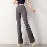 Flared pants, yoga pants, beautiful buttocks, hip-up, high waist, sweat-absorbing, quick-drying, slimming, casual, natural, solid color, 5 colors available, sports, fitness, dance, S-XL 