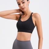 Yoga tops, bra tops, U-neck, 6 colors, breathable, with cups, buckle, no wires, back cross, open back, sweat absorbent, quick drying, super flattering, open back, slimming, beautiful, simple, sexy, very popular, Pilates, fitness, sports, running, S~XXL 